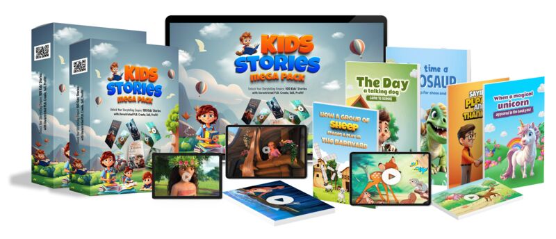 eCover representing Kids Stories Mega Pack eBooks & Reports with 